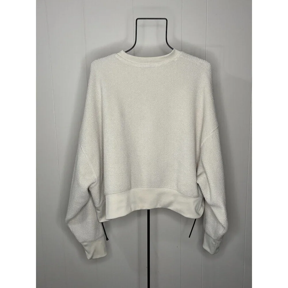 Nike Women's‎ White Ivory Cropped Sherpa Fleece Oversized Sweatshirt Sz L Large